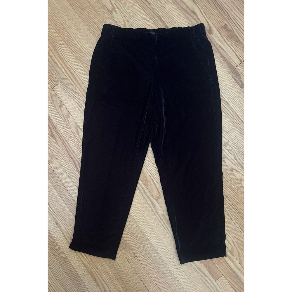 J.Crew Easy Velvet Pants Womens Black Elastic Waist Size 10 Crop Holiday Party